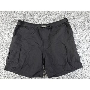 LL Bean Cargo Shorts Mens XL Black Belted Nylon Hiking Outdoor 7 Inch Inseam
